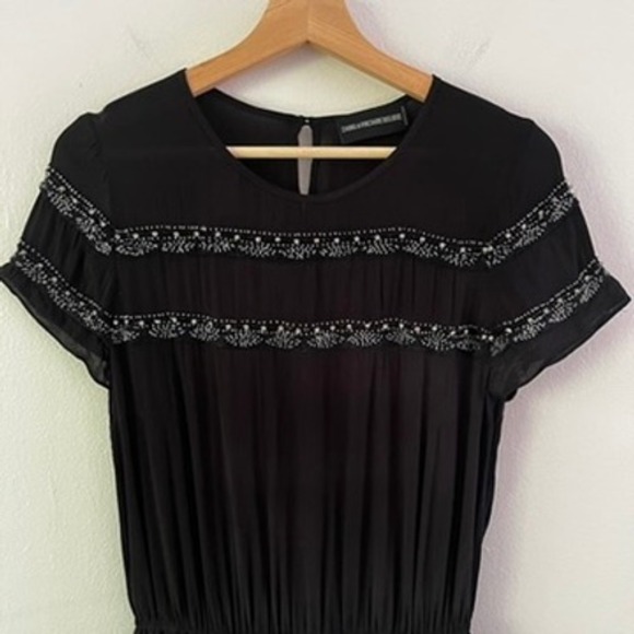 Zadig & Voltaire‎ Deluxe Jeweled Beaded Short Sleeve Mini Dress Black size small - Picture 2 of 15